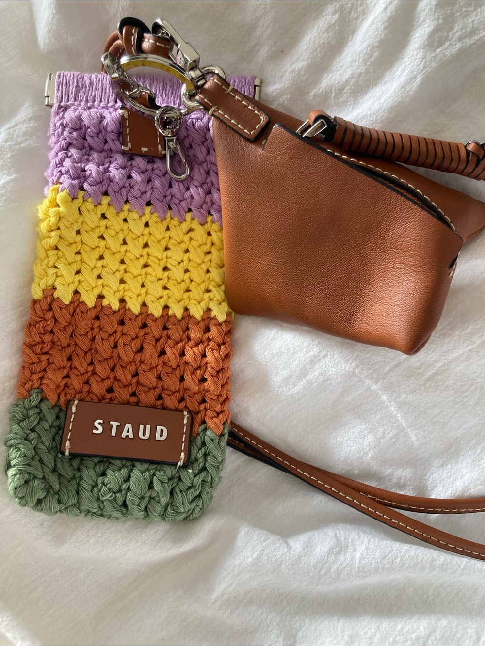 NWOT STAUD artisanal crochet phone case